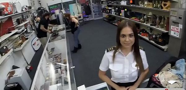  Stewardess gets reamed by nasty pawn man in toilet room